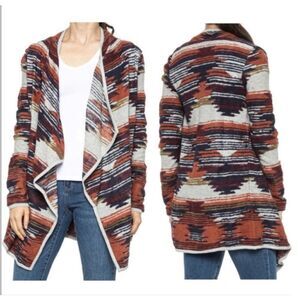 Lucky Brand woman’s  Aztec Print Drape Cardigan | size M